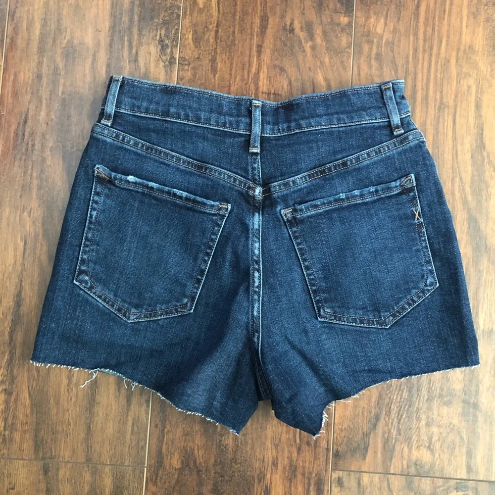 MIDI HIGH RISE JEAN SHORTS DARK WASH - Picture 2 of 10